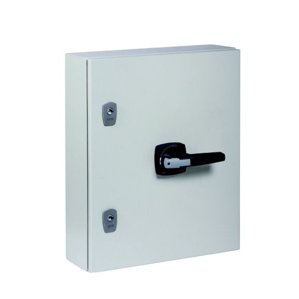 DMV-400/3/SE5/P-G Switch-disconnector, DMV, 400 A, 3 pole, STOP function, with grey knob, in steel enclosure, 11 mm connection bore image 2