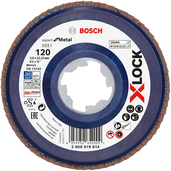 disc X551 Zirconia Grit 120 115mm plastic straight. Bosch Line image 3