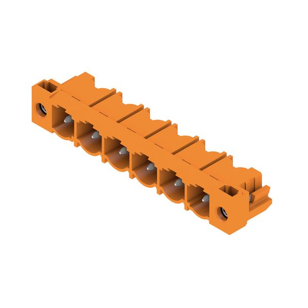 PCB plug-in connector, male header, Solder flange, THT solder connection, 7.62 mm, Number of poles: 6, 90°, Solder pin length (l): 3.2 mm, tinned, orange, Box image 2