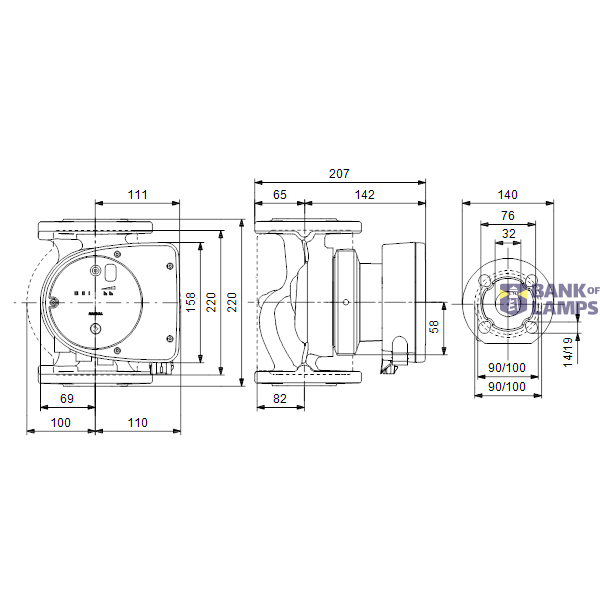 Circulator pump MAGNA1 32-100 F 220 1x230V PN6/10 image 3