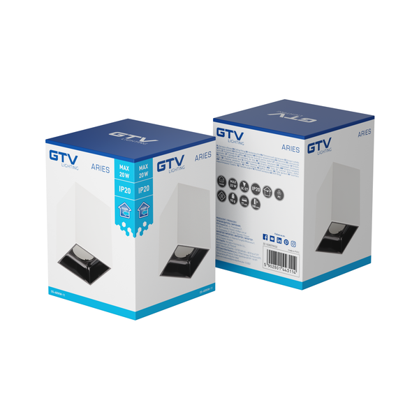 Ceiling luminaire housing ARIES, PC, 77x100mm, IP20, max. 20 W, square, white/black image 2