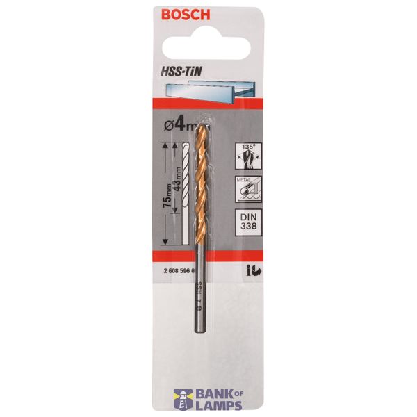 Metal drill bits HSS-TiN, DIN 338 4 x 43 x 75 mm 1 pcs. image 2