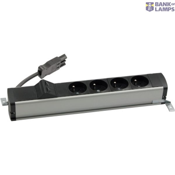 Standard power strip set: 4x250V type E + 2xRJ45 plate with Keystone mounting, Wieland quick connector; aluminum black image 1
