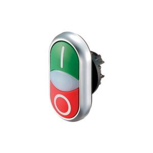 M22-DDLF-GR-X1/X0 Double actuator pushbutton, RMQ-Titan, Actuators and indicator lights flush, momentary, White lens, green, red, inscribed, Bezel: titanium image 8