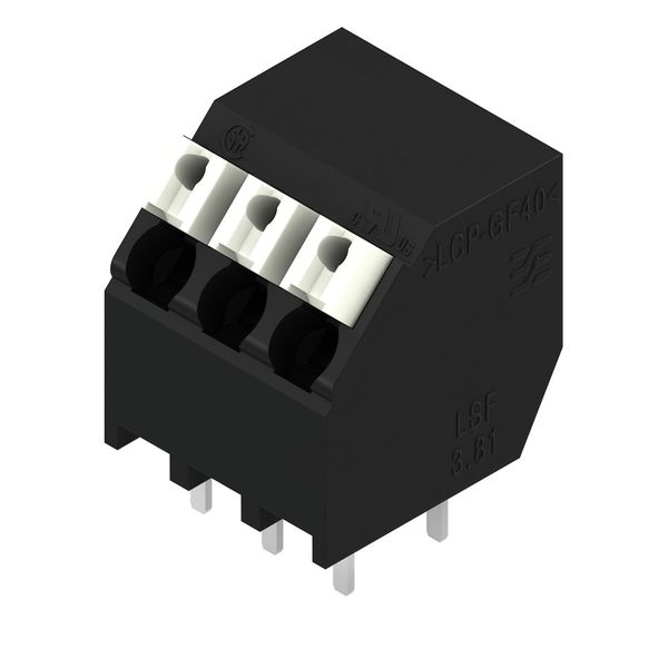 Printed circuit board terminals, 3.50 mm, Number of poles: 3, 135°, Solder pin length (l): 3.5 mm, black, PUSH IN with actuator, Clamping range, max. : 1.5 mm², Tape image 3