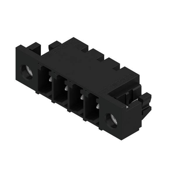 PCB plug-in connector, male header, Solder flange, THT/THR solder connection, 3.81 mm, Number of poles: 4, 90°, Solder pin length (l): 1.5 mm, tinned, black, Box image 4