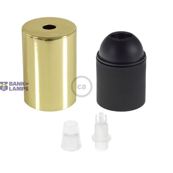 Cylindrical metal E27 lamp holder kit image 2