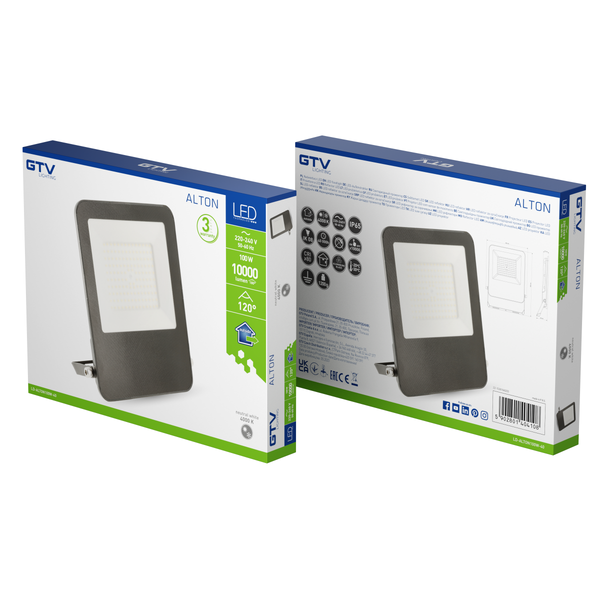 LED floodlight ALTON, 100 W, 10000 lm, 4000K, AC220-240V, IP65 image 2
