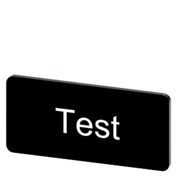 Labeling plate 12.5 x 27 mm, label black, labeling: Test image 1