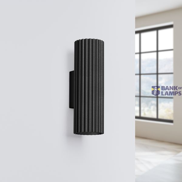 WALL LAMP WITH A CYLINDRICAL LAMP SHADE 20CM BLACK FROM THE CARBON SERIES FOR THE HALLWAY, UP-DOWN 2XGU10 image 3