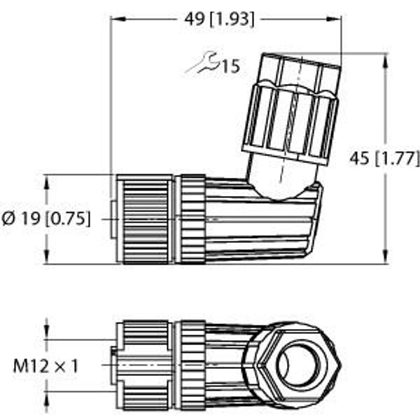 Field-Wireable Connector Female Connector M12 × 1, Angled   FW-EWKPM0526-SA-P-0408 image 2