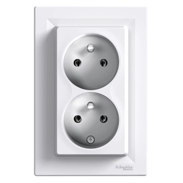 Asfora - Socket 2x 2x(2P+PE) with surge protection, white (EPH9800121P) image 1