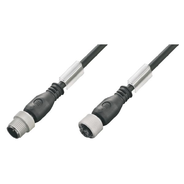 Sensor/actuator line, Connecting line, M12 / M12, Number of poles : 4, 4 m, pin, straight - socket, straight, Shielded: No, LED: No, Sheath material: PVC, Halogen: Yes image 1