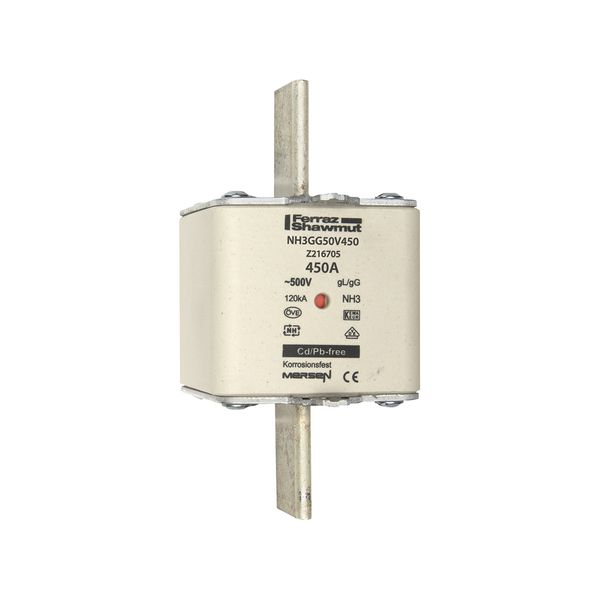 Fuse-link NH3 gG 500VAC 450A live tags Double indicator image 1