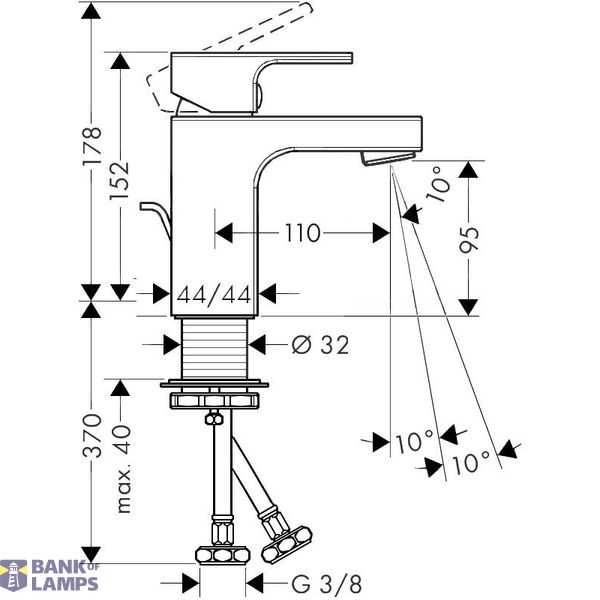 Vernis Shape 100 sink mixer, with pop-up, chrome image 2