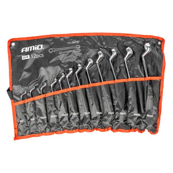 Bent ring spanner set 6-32 mm 12 pcs. AMIO-04197 image 1