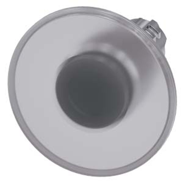 Mushroom pushbutton, illuminated, 22 mm, round, metal, high gloss, clear, 60 mm image 1