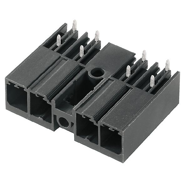 PCB plug-in connector, male header, closed side, Middle flange, THT solder connection, 7.62 mm, Number of poles: 5, 270°, Solder pin length (l): 3.5 mm, tinned, black, Box image 1