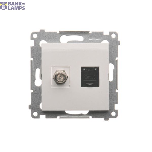 Aerial socket type "F" + computer socket RJ45 cat.6, white image 1