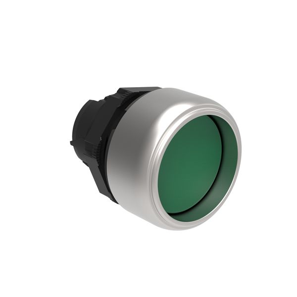 Pushbutton actuator, spring return Ø22mm Platinum series chromed plastic, shrouded, green image 1