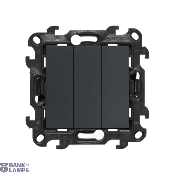 Triple switch, (module), Simon 24, IP20/IP44, 10AX, graphite mat image 1