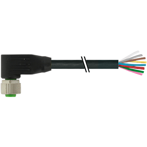 M12 female 90° A-cod. with cable PVC 8x0.25 bk UL/CSA 5m image 1