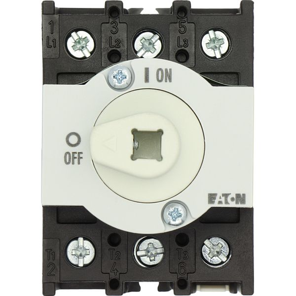 Main switch, P1, 32 A, rear mounting, 3 pole, Emergency switching off function, With red rotary handle and yellow locking ring, Lockable in the 0 (Off image 35