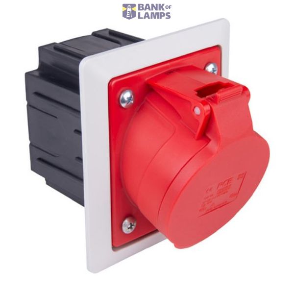 Angled panel socket with flush-mounted box and frame image 1