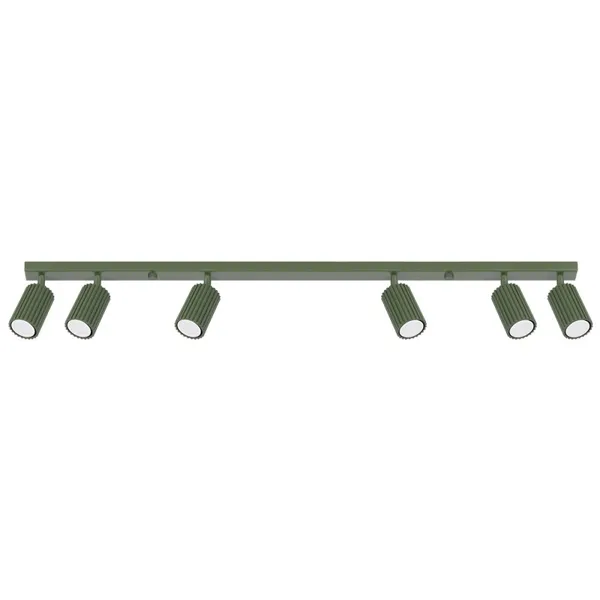 SPOTLIGHTS ON A LONGITUDINAL CEILING STRIP IN OLIVE COLOUR 6XGU10 CARBON image 1