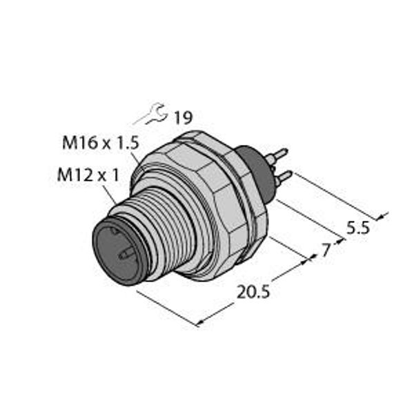 Male Receptacle with Print Contacts, Rear-mounted   EC-FSFDE4-P/16 image 1