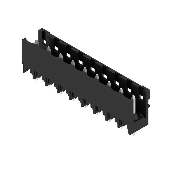 PCB plug-in connector, male header, open side, THT/THR solder connection, 5.00 mm, Number of poles: 9, 180°, Solder pin length (l): 3.2 mm, tinned, black, Box image 4