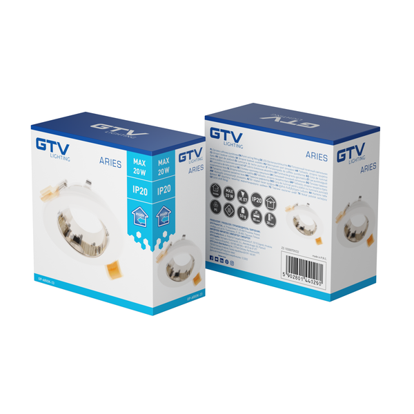 Spot luminaire housing ARIES, IP20, PC, Ø90*30 mm, round, white/gold image 2