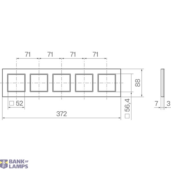 Cover frame 5-way horizontal, A.8, aluminium image 2
