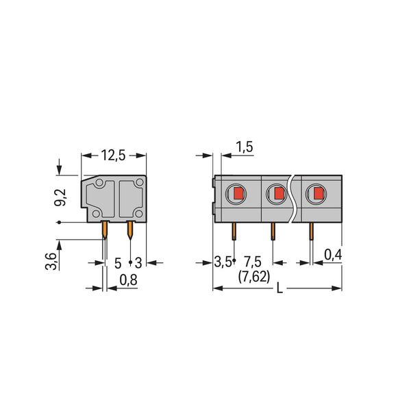 PCB terminal block 2.5 mm² Pin spacing 7.5/7.62 mm gray image 2