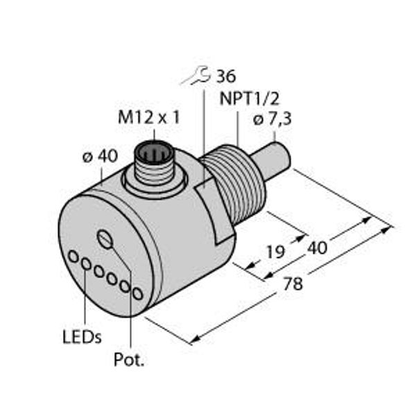 Flow Monitoring Immersion Sensor with Integrated Processor   FCS-N1/2A4-ARX-H1140 image 1