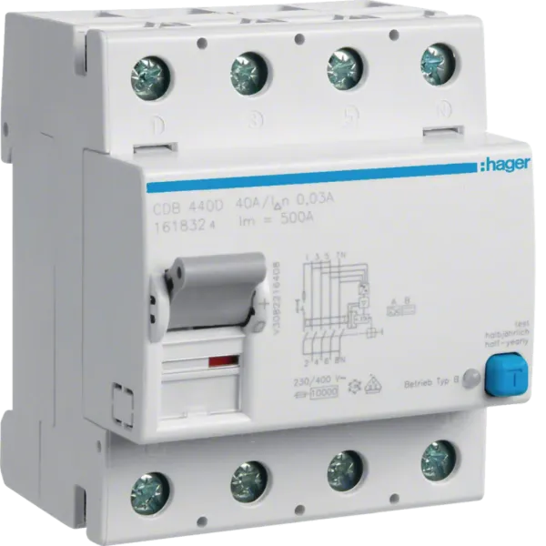 Residual Current Circuit Breaker 4P .40/0,03A,TYP B CDB440D image 1