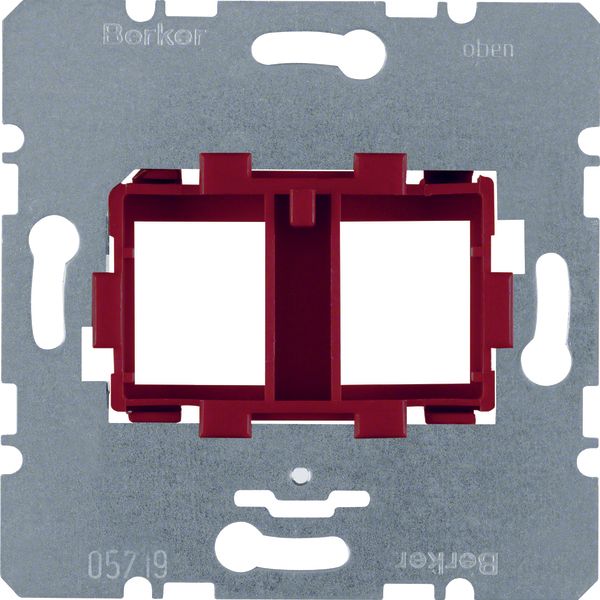 Supporting plate red mounting device 2gang for modular jacks, com-tech image 1