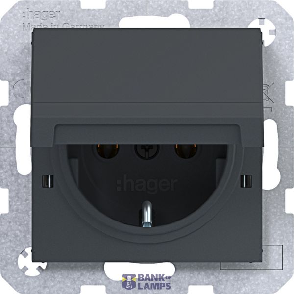SCHUKO wall socket, locking pin, plug-in, A.x/C.x, anthracite image 1
