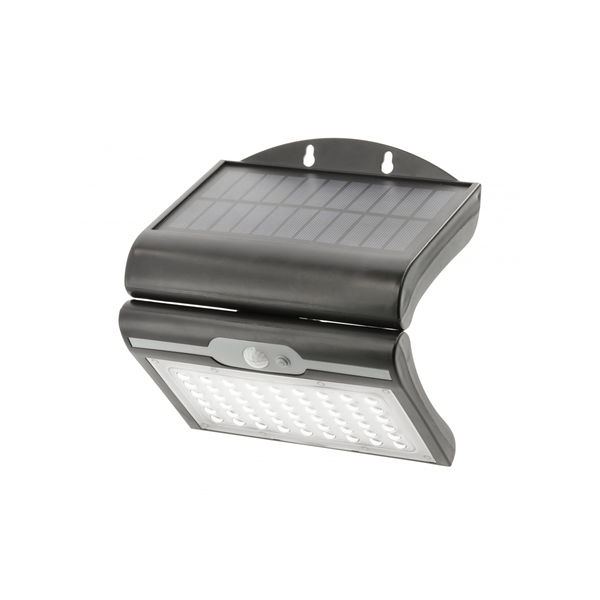 LED facade luminaire on solar battery RAMOS, motion/twilight sensor, 300 lm, 3.7V, 1800 mAh, IP44, 6400K, black image 1