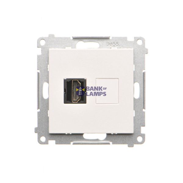 HDMI single socket, module, white matt, HDMI Standard: HDMI 1.4 image 1