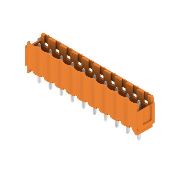PCB plug-in connector, male header, Dovetails for fixing blocks, THT solder connection, 5.00 mm, Number of poles: 10, 180°, Solder pin length (l): 4.5 mm, tinned, orange, Box image 7
