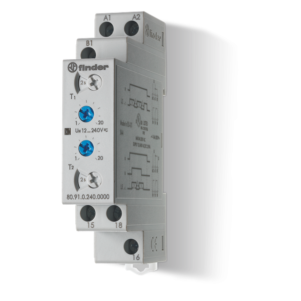Mod.Timer Asymmetrical flasher(LI,LE)/17,5mm.1CO 16A/12...240VUC (80.91.0.240.0000) image 1
