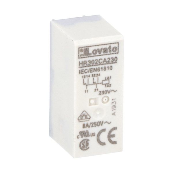 Miniature relay, 230VAC, 8A, 2C/O contact. Fitting on socket HR5XS2... image 1