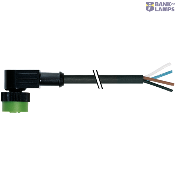 MQ12 female 90° A-cod. with cable PUR 4x0.34 bk 1m image 1