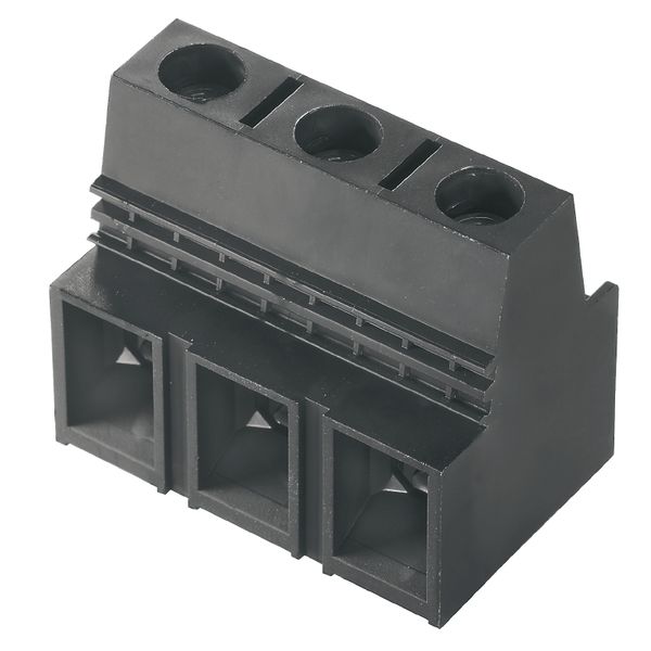 Printed circuit board terminals, 15.00 mm, Number of poles: 7, 90°, Solder pin length (l): 4.5 mm, tinned, black, Clamping yoke connection, Clamping range, max. : 25 mm², Box image 1