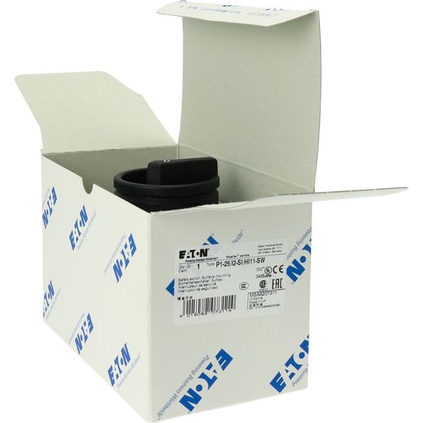 P1-25/I2-SI/HI11-SW Safety switch, P1, 25 A, 3 pole, 1 N/O, 1 N/C, STOP function, With black rotary handle and locking ring, Lockable in position 0 with cover interlock, image 44