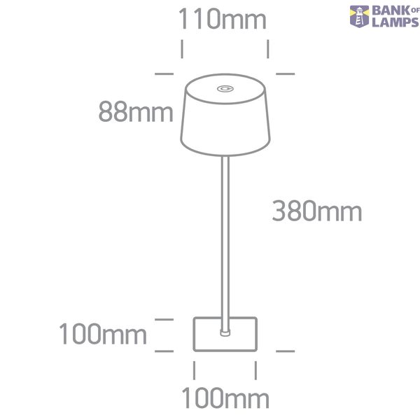 BLACK 3,5W WW TABLE LAMP RECHARGEABLE USB SOCKET IP54 DIMMABLE image 2