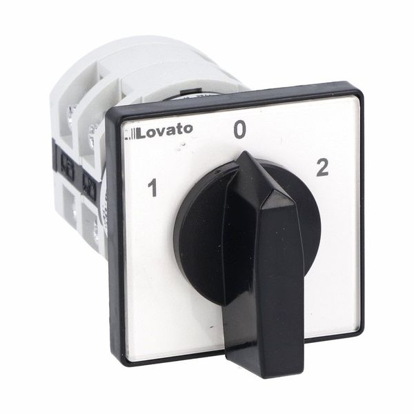 Rotary cam switch 7GN series, changeover switch 2 poles 25A, for front mounting with black handle, front plate 48X48mm image 1