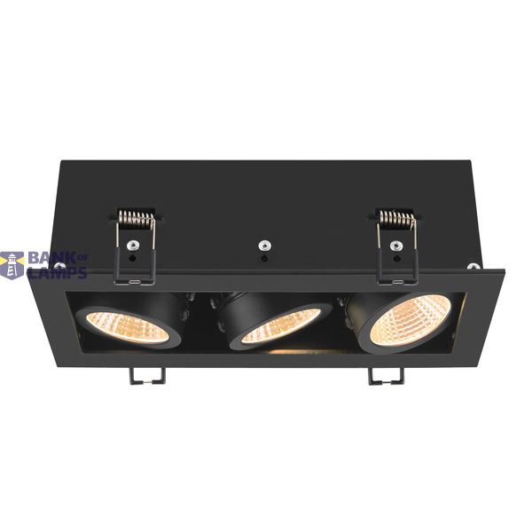 KADUX, recessed ceiling light, triple, 3000K, 38°, IP 20, square, black image 1