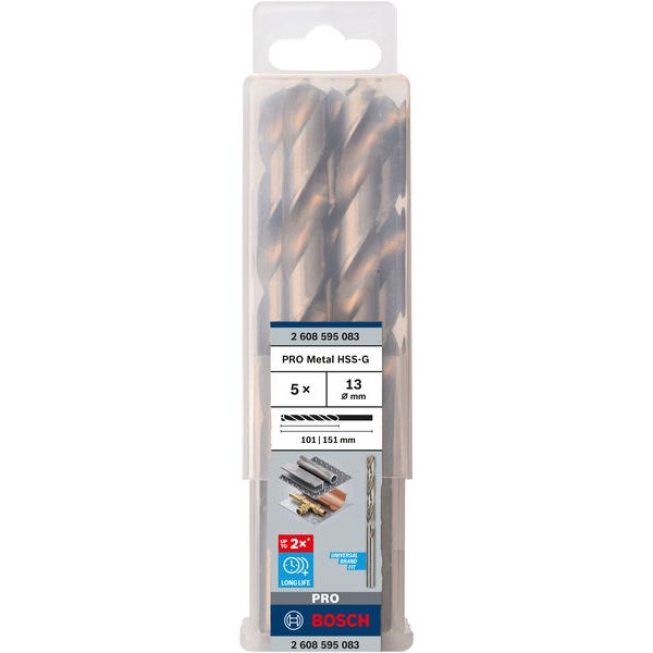 Metal drill bits HSS-G, DIN 338 13 x 101 x 151 mm 5 pcs. image 1